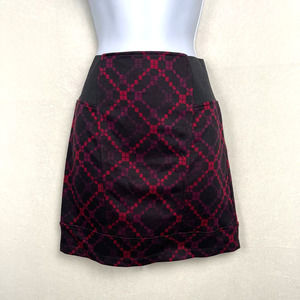 Free People Stretch Skirt‎ Black Purple Pink Comb Pattern, Size Small